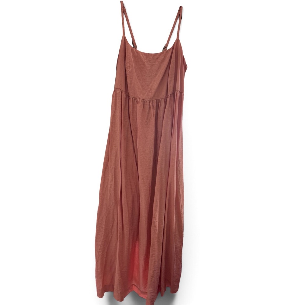 A New Day Women XXL Coral Pink Tie Back Maxi Dress Adjustable Straps Rayon Blend